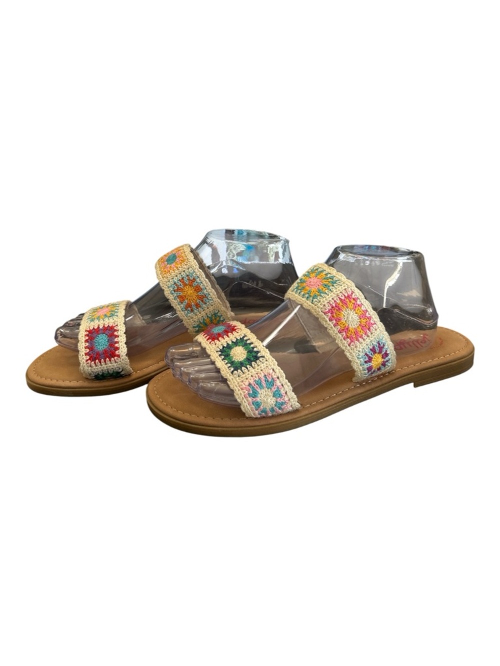 Jellypop Crochet Boho Sandals Colorful Granny Square Festival Size 10 - Picture 4 of 9